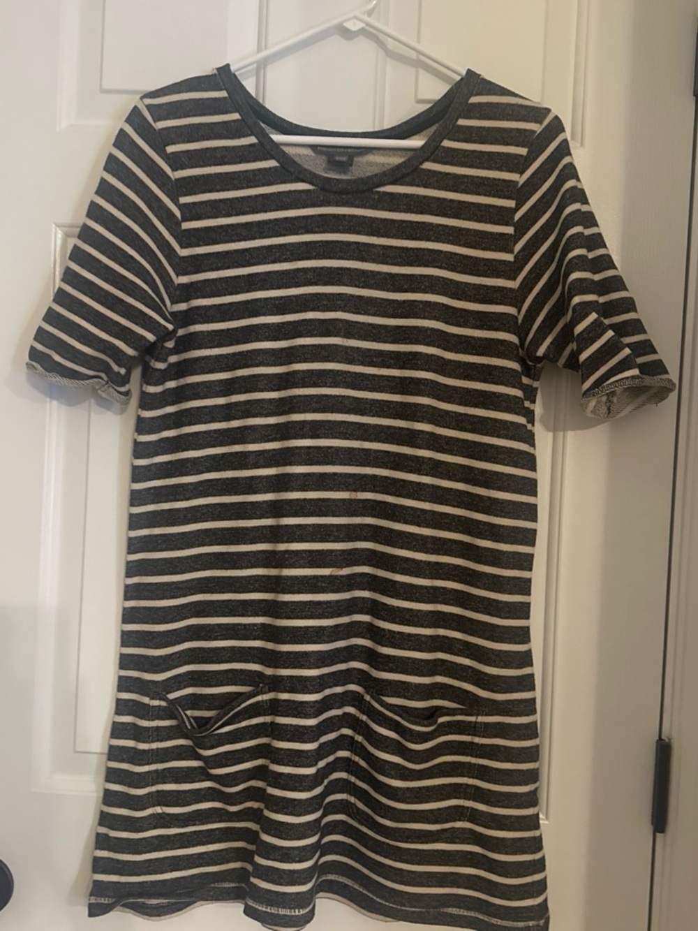 French Connection Black and Cream Striped Knit Tunic